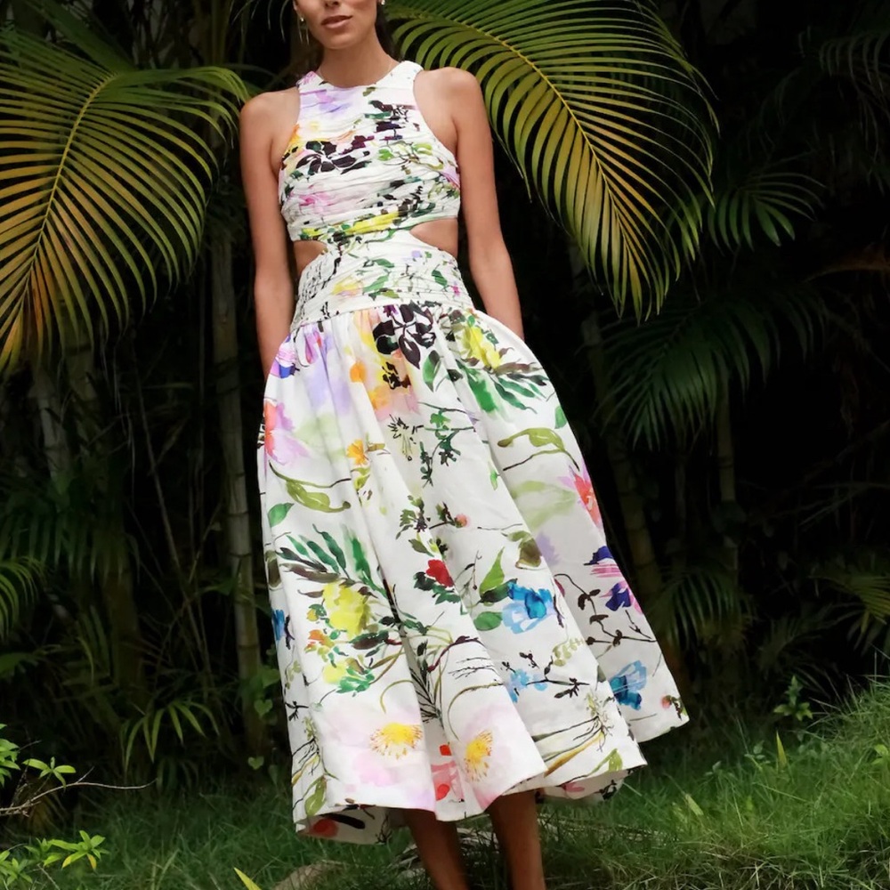 Aje Introspect Floral Midi Dress